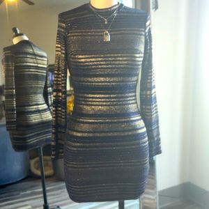 Topshop metallic longsleeve dress